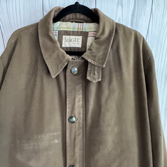 Magee Overcoat Brown Mens 46 Canvas 100% Cotton Lined Ireland - Picture 1 of 11
